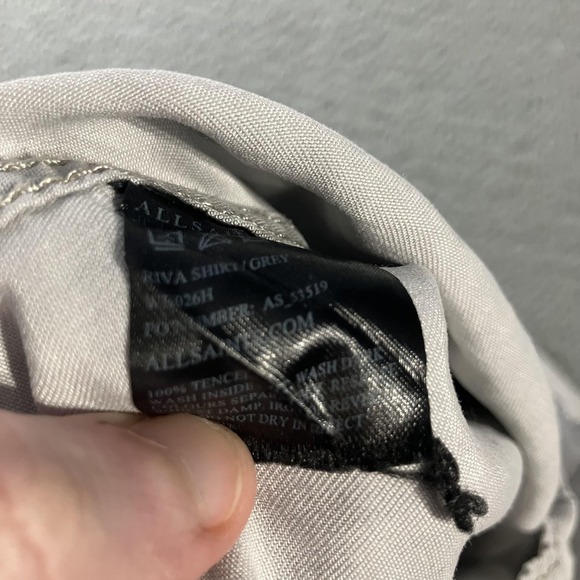 AllSaints Shirt Womens 4 Gray Irva Tencel Button Front Long Sleeve Top - Picture 4 of 7